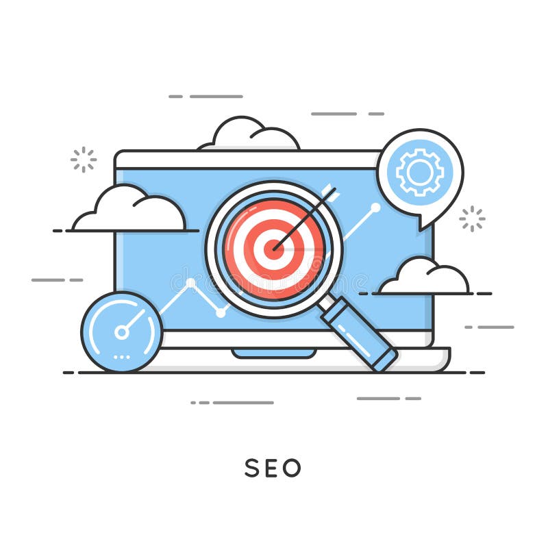 SEO, search engine optimization, content marketing, web analytics. vector illustration SEO, search engine optimization, content marketing, web analytics. vector illustration