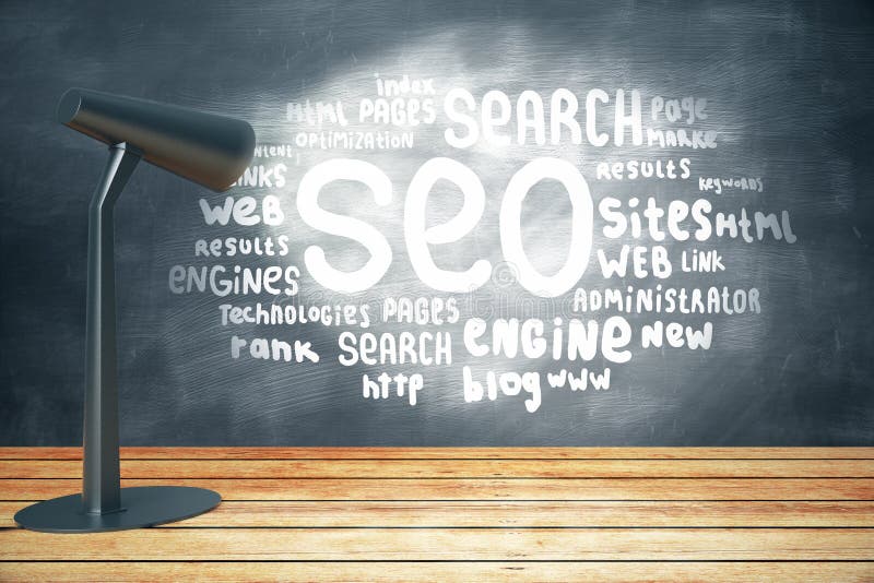 SEO sketch on chalkboard stock illustration SEO sketch on chalkboard stock illustration