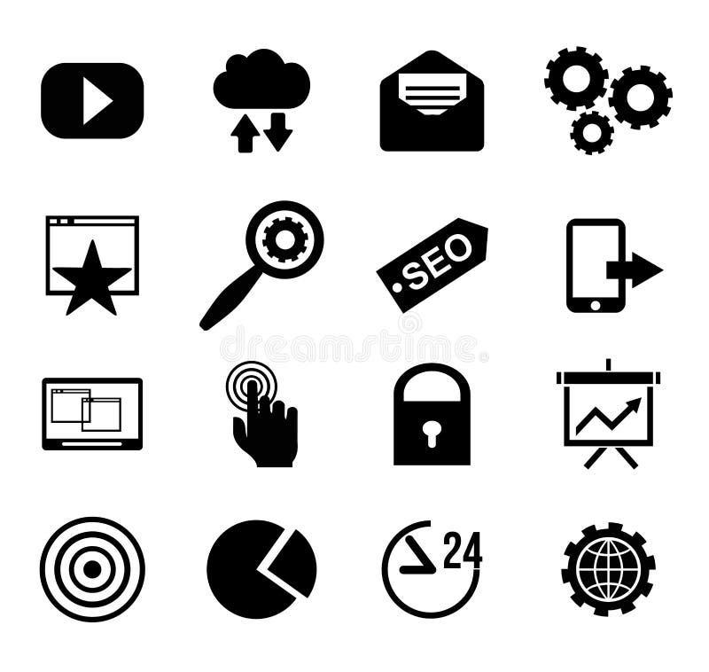 Conjunto de iconos vectoriales de SEO e internet. Web, sitio web libre illustration