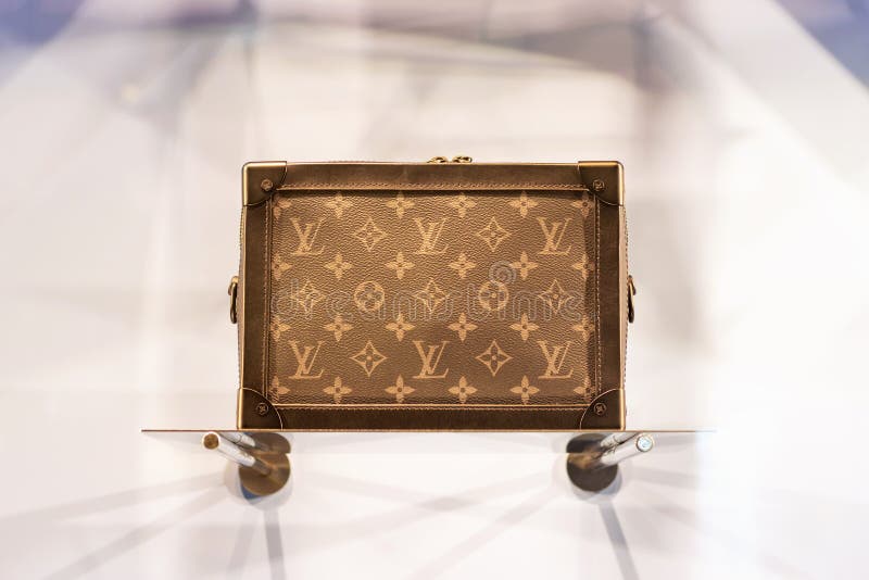 Seoul - 06.15.2021: Yellow Louis Vuitton Bag on Showcase in Store