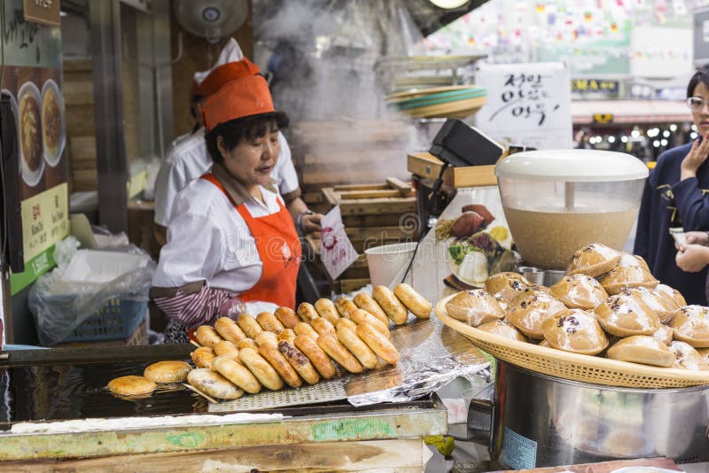 SEOUL - OCTOBER 21, 2016: Traditional Food Market in Seoul, Korea