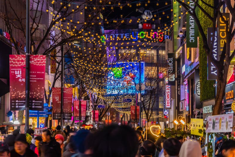 Seoul, South Korea 10 December 2018 : Myeong Market is the Popular ...
