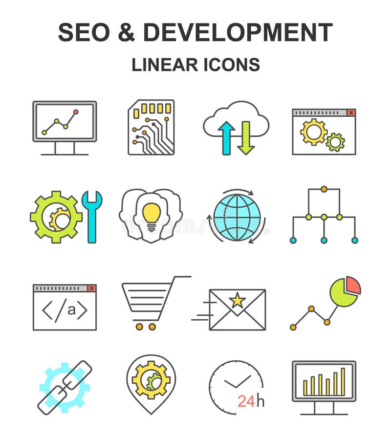 SEO和发展线性象 向量例证