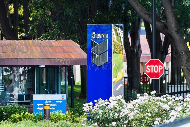 Sep 25, 2019 San Ramon / CA / USA - Entrance to Chevron corporate headquarters in San Francisco bay area; Chevron Corporation is royalty free stock photos Sep 25, 2019 San Ramon / CA / USA - Entrance to Chevron corporate headquarters in San Francisco bay area; Chevron Corporation is royalty free stock photos