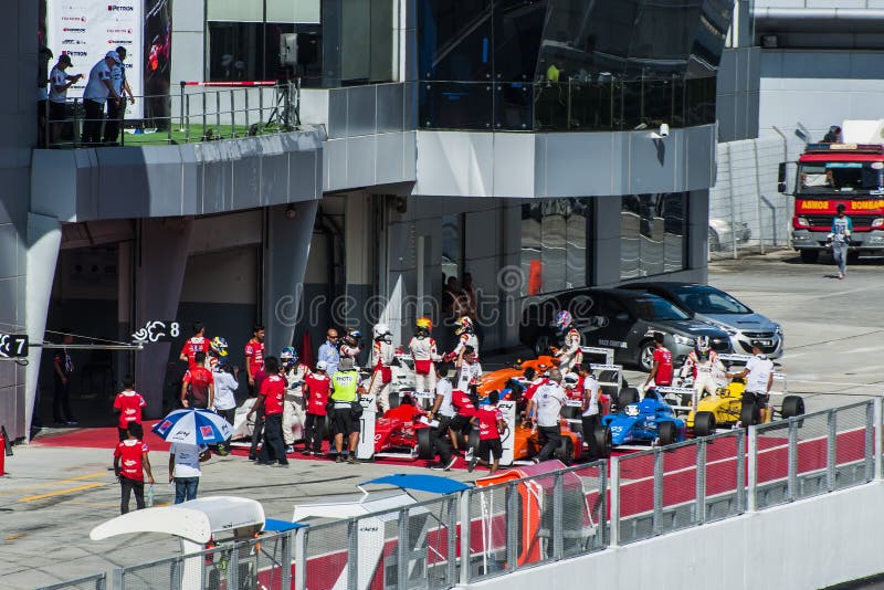 SEPANG, MALAYSIA - 3. FEBRUAR 2018: Sepang-International Circ stockbild SEPANG, MALAYSIA - 3. FEBRUAR 2018: Sepang-International Circ stockbild