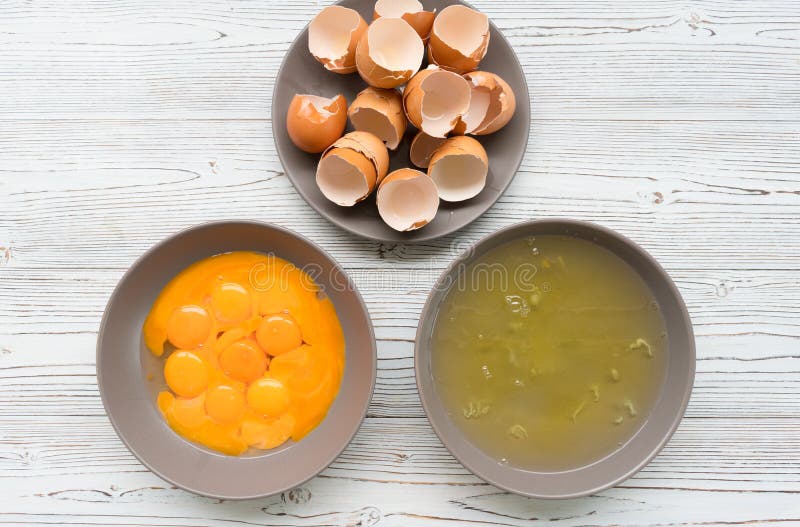 Separated Protein and Yolk of Chicken Eggs Stock Image Image of meal