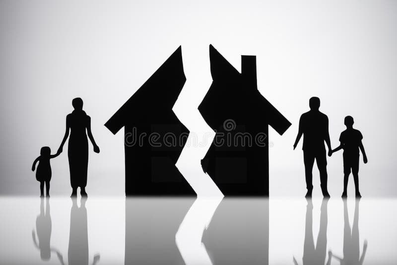 Separa??o de fam?lia com casa quebrada fotos de stock royalty free Separa??o de fam?lia com casa quebrada fotos de stock royalty free