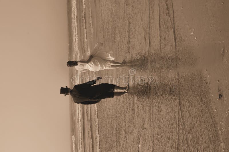 Sepia bride and groom