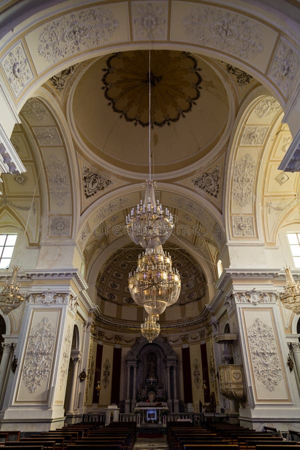 Sept 2018 - Castiglione Di Sicilia, Italy - the Interior of Basilica Di ...