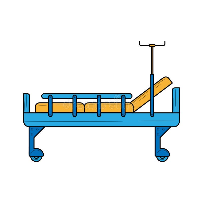 Hospital bed, with colored hand drawn vector illustration vector illustration