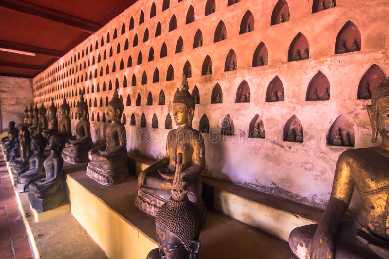 September 25, 2014: The Buddhist statues in Sisaket temple in Vientiane, Laos. September 25, 2014: The Buddhist statues in Sisaket temple in Vientiane, Laos