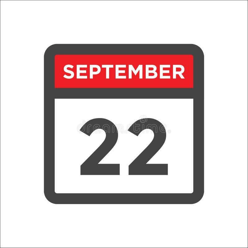 September 22 Calendar Icon with Day and Month Stock Vector