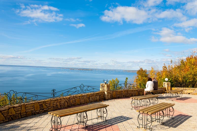 September 10 2014 River Kama Tatarstan, Russia. Autumn view of t