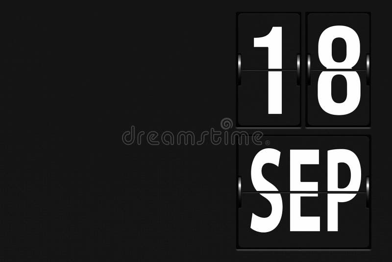 September 18th. Day 18 of Month, Calendar Date. Calendar in the Form of