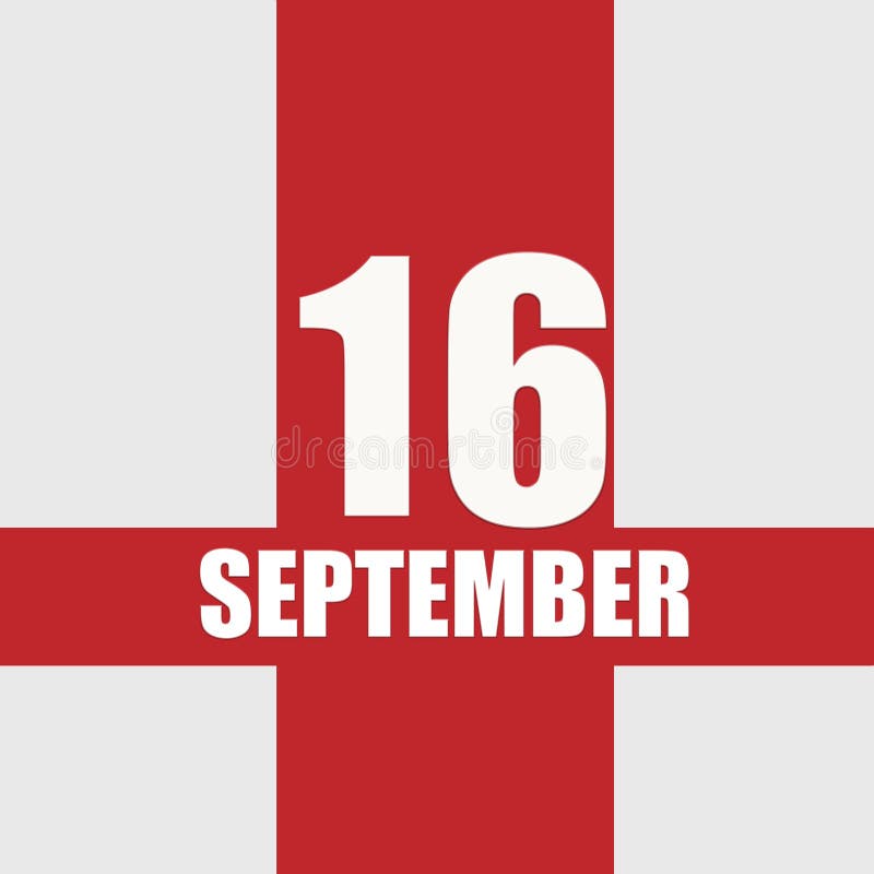 September 16. 16th Day of Month, Calendar Date.White Numbers and Text