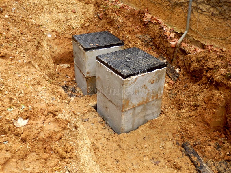 Septic Tank Inspection Hatch Stock Image Image of system, install