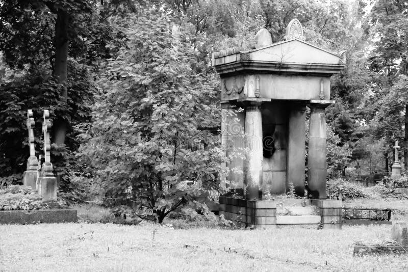 Sepulcros y cámara acorazada viejos en el cementerio abandonado Rebecca 36 fotografía de archivo libre de regalías Sepulcros y cámara acorazada viejos en el cementerio abandonado Rebecca 36 fotografía de archivo libre de regalías