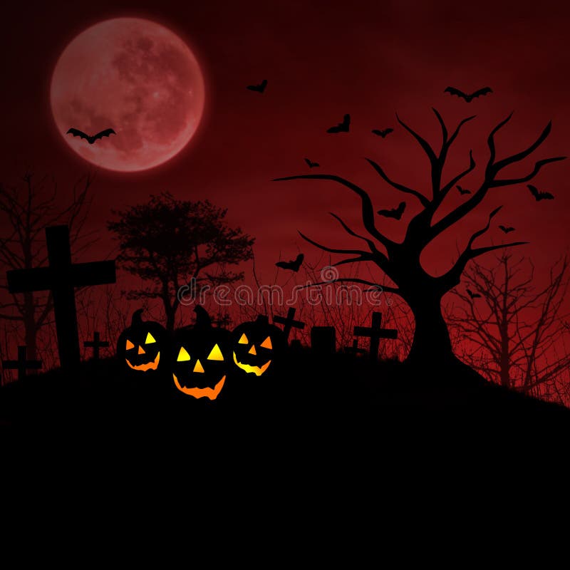 Noite Halloween Fundo, Assustador Cemitério Crânio Para O Jogo Royalty Free  SVG, Cliparts, Vetores, e Ilustrações Stock. Image 188903256