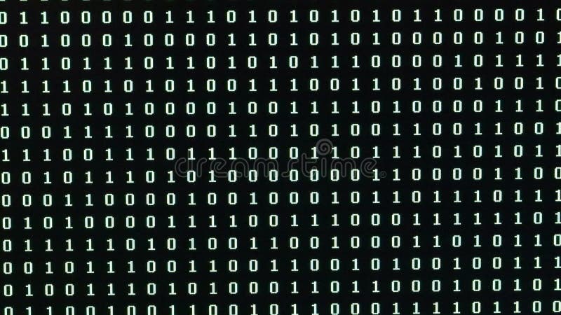 Sequence of green digit 0 and 1 on the computer monitor royalty free illustration
