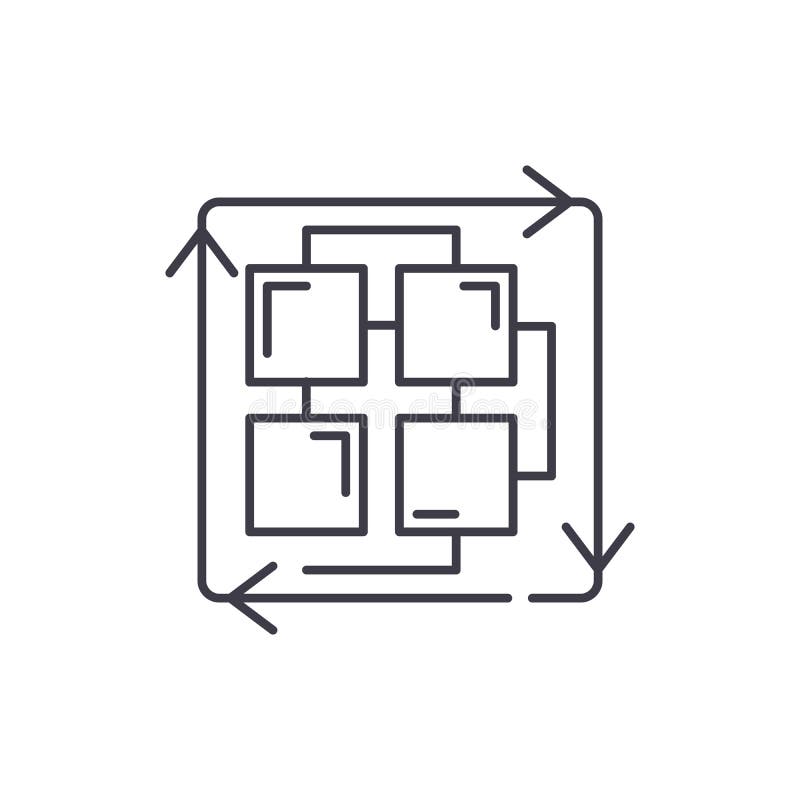 Sequence of processes line icon concept. Sequence of processes vector linear illustration, symbol, sign vector illustration Sequence of processes line icon concept. Sequence of processes vector linear illustration, symbol, sign vector illustration