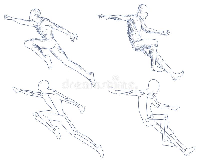 Human in motion artistic sketch with shading. Human in motion artistic sketch with shading