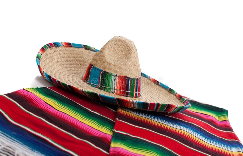 Serape i sombrero na biały tle fotografia stock Serape i sombrero na biały tle fotografia stock