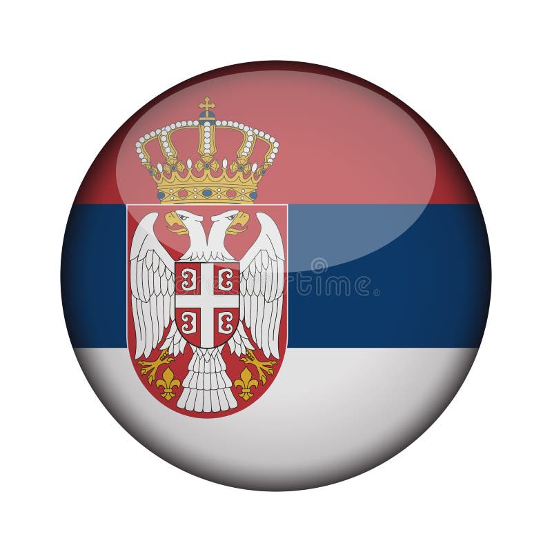 Flag in glossy round button of icon.