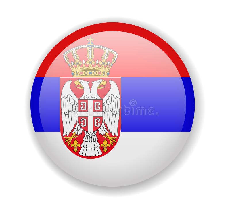 Serbia flag. Round bright Icon on a white background