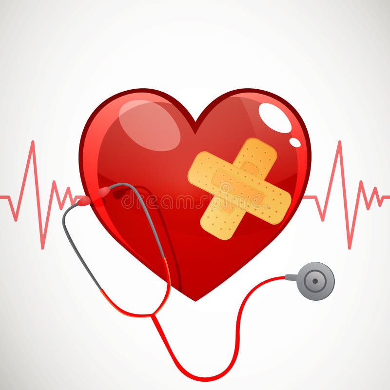 Illustration of a Medical Background with Heart and Stethoscope. Illustration of a Medical Background with Heart and Stethoscope