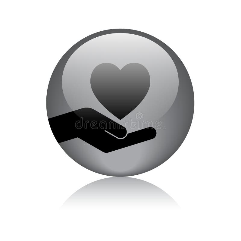 Serce w ręki ikony guziku royalty ilustracja