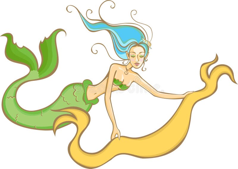 Sereia com uma bandeira ilustração do vetor Sereia com uma bandeira ilustração do vetor