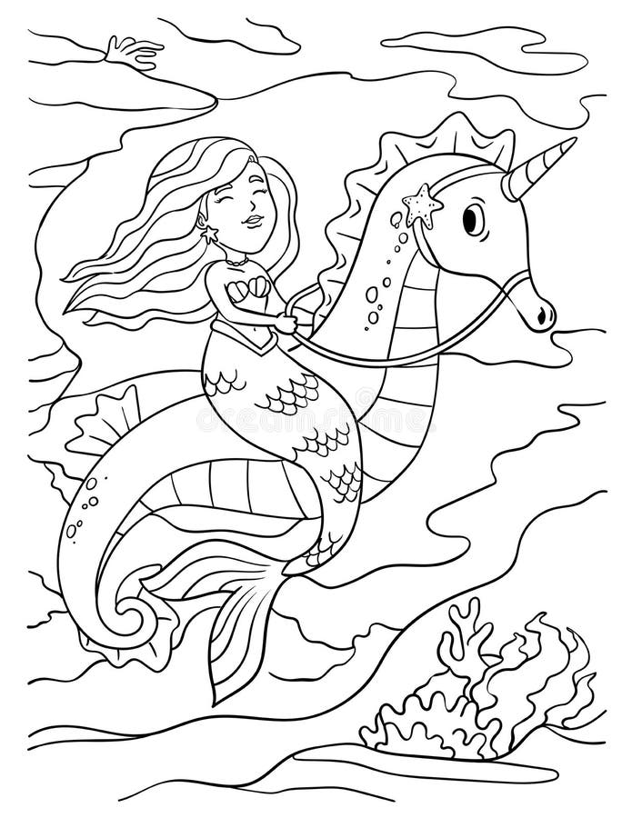 Desenho e Imagem Cavalo Marinho Concha para Colorir e Imprimir