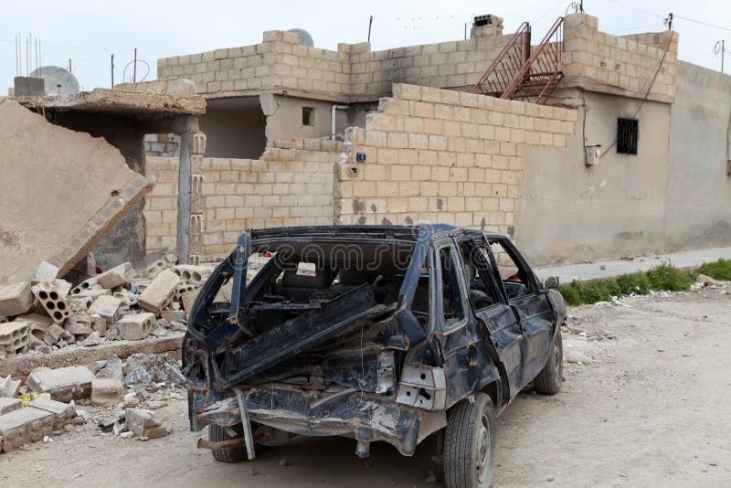 SYRIAN ARMY BOMBED SEREKANIYE. royalty free stock images SYRIAN ARMY BOMBED SEREKANIYE. royalty free stock images