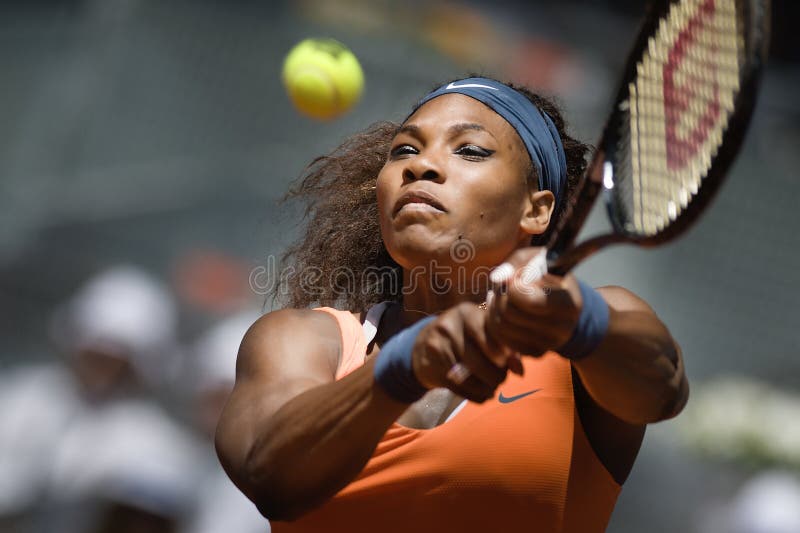 USA Serena Williams returns a shot during the Madrid Mutua tennis Open at La Caja Magica stadium in Madrid on May10, 2013. Photo by Marcos Calvo Mesa. USA Serena Williams returns a shot during the Madrid Mutua tennis Open at La Caja Magica stadium in Madrid on May10, 2013. Photo by Marcos Calvo Mesa