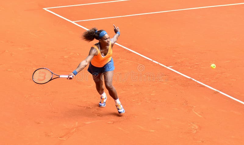 Serena Williams in action against Lourdes Dominguez Lino at Mutua Open Madrid, 7th May 2013. Serena Williams in action against Lourdes Dominguez Lino at Mutua Open Madrid, 7th May 2013.