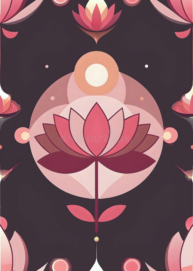 Serene Abstract Lotus Flower Art Design Spiritual Calmness Nature stock illustrationer
