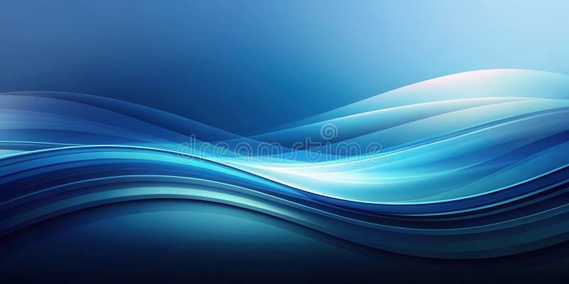 Serene blue abstract wave background fluid design with smooth curves and gradient shades. Generative AI vector illustration