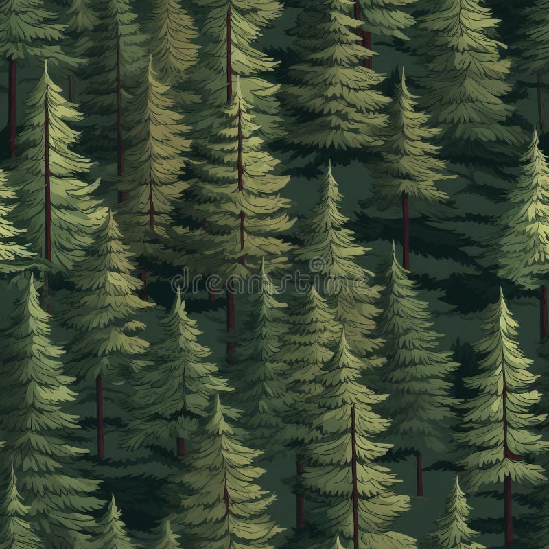 Serene and captivating seamless pattern of a lush forest landscape aerial view from above vector illustration