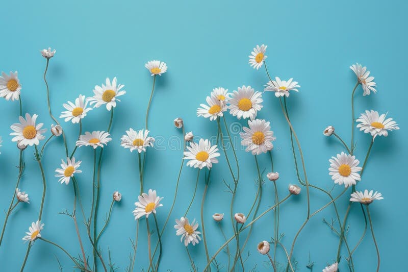 Serene daisy field on blue background vector illustration