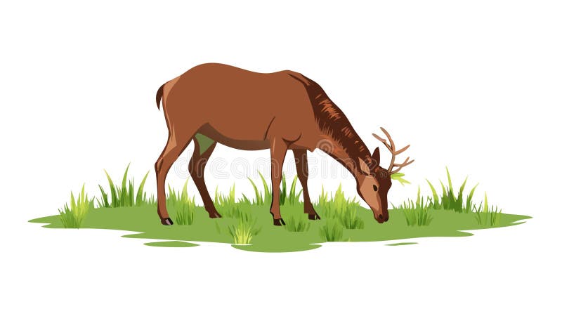 Serene Deer Grazing in Lush Field Peacnice Wildlife Illustration vetor design Generative AI vektor illustrationer