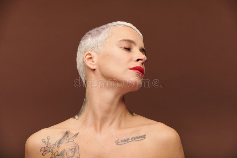 Neck tattoo on red lips Red Lips