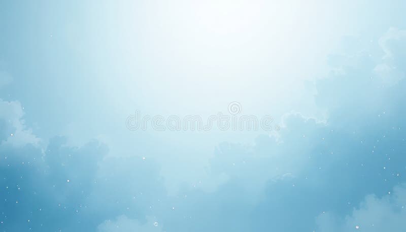 Serene Light Blue Sky with Wispy Clouds and Subtle Sparkle: A Peaceful Atmosphere Image stock illustration