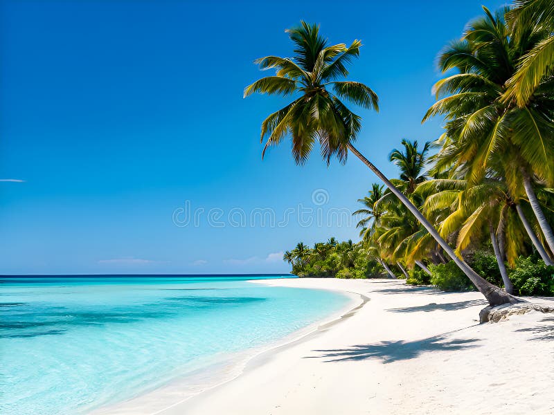Serene Paradise Escape. Idyllische Landschaft des tropischen Strandes stock abbildung