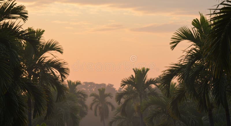 Serene Sunrise durch Palmen Trees lizenzfreie abbildung