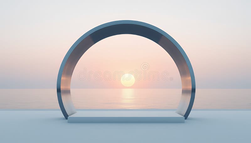 Serene Sunset Framed by Minimalist Archway иллюстрация штока