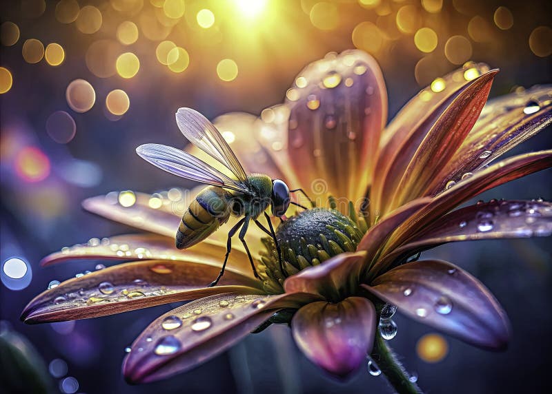 Serene Sunset Macro Eine abendliche Erkundung der Natur Kleine Wunder, vereint mit atemberaubendem Detail und schmal vektor abbildung