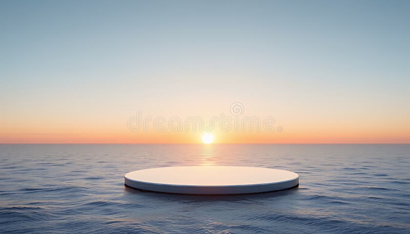 Serene Sunset Ocean Минималистская Белая Платформа иллюстрация штока
