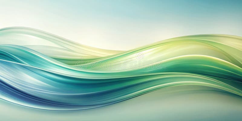 Serene teal and lime green abstract wave pattern a visually appealing design for modern presentations. Generative AI royalty free illustration