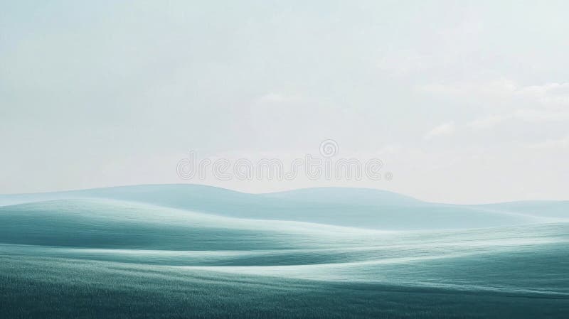 Serene Teal Winter Landscape with Rolling Hills ilustracji