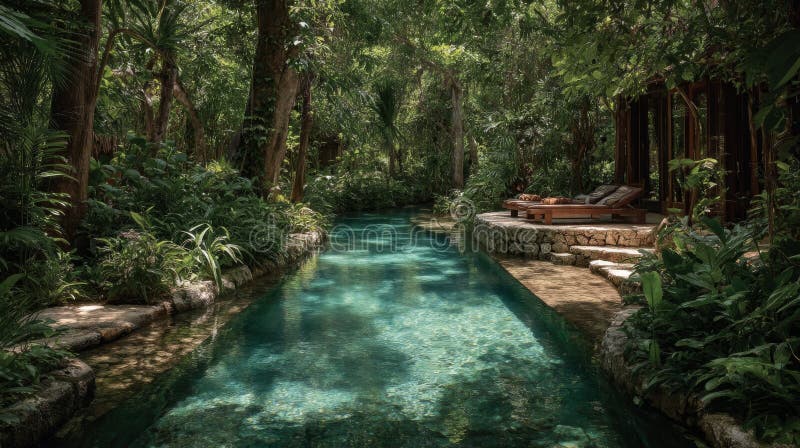 Serene Teol in Lush Tropical Jungle Setting ilustracji